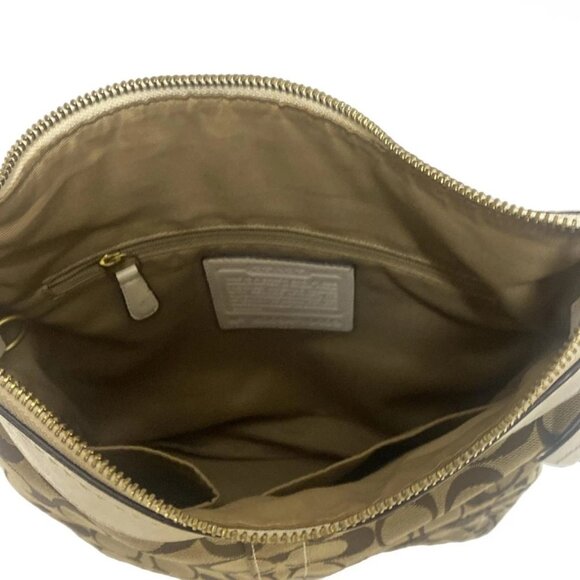 Auth COACH Signature Medium Duffel 10403 Khaki White Jacquard Leather - Picture 5 of 9